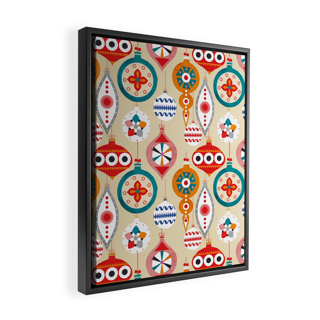 Retro christmas ornaments pattern Framed Canvas Print Gallery Image 2