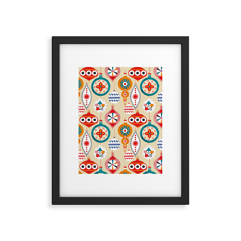 Retro christmas ornaments pattern Framed Art Print Gallery Image 5