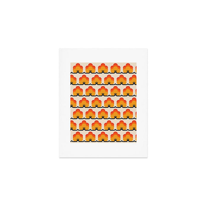 Retro Cloud Stripe 70s Floral Pattern Art Print Gallery Image 1