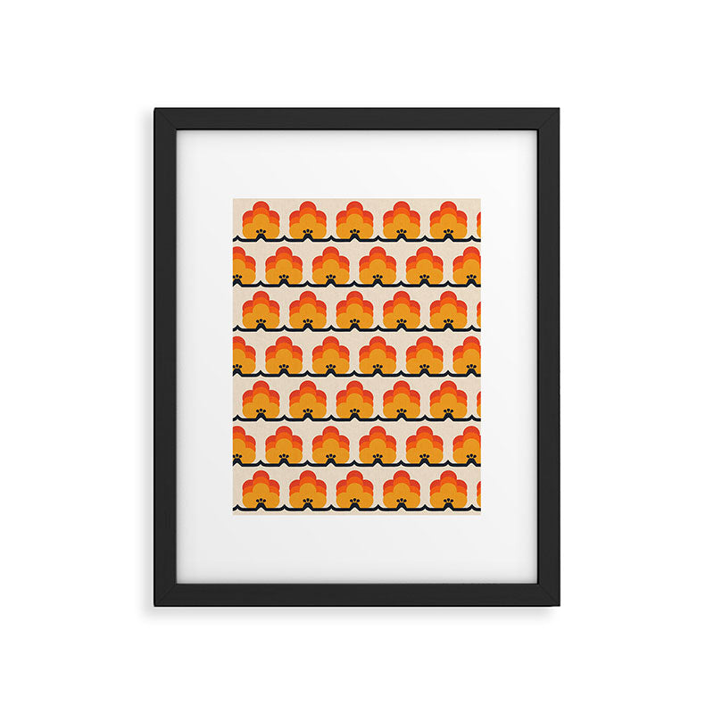 Retro Cloud Stripe 70s Floral Pattern Framed Art Print Gallery Image 6