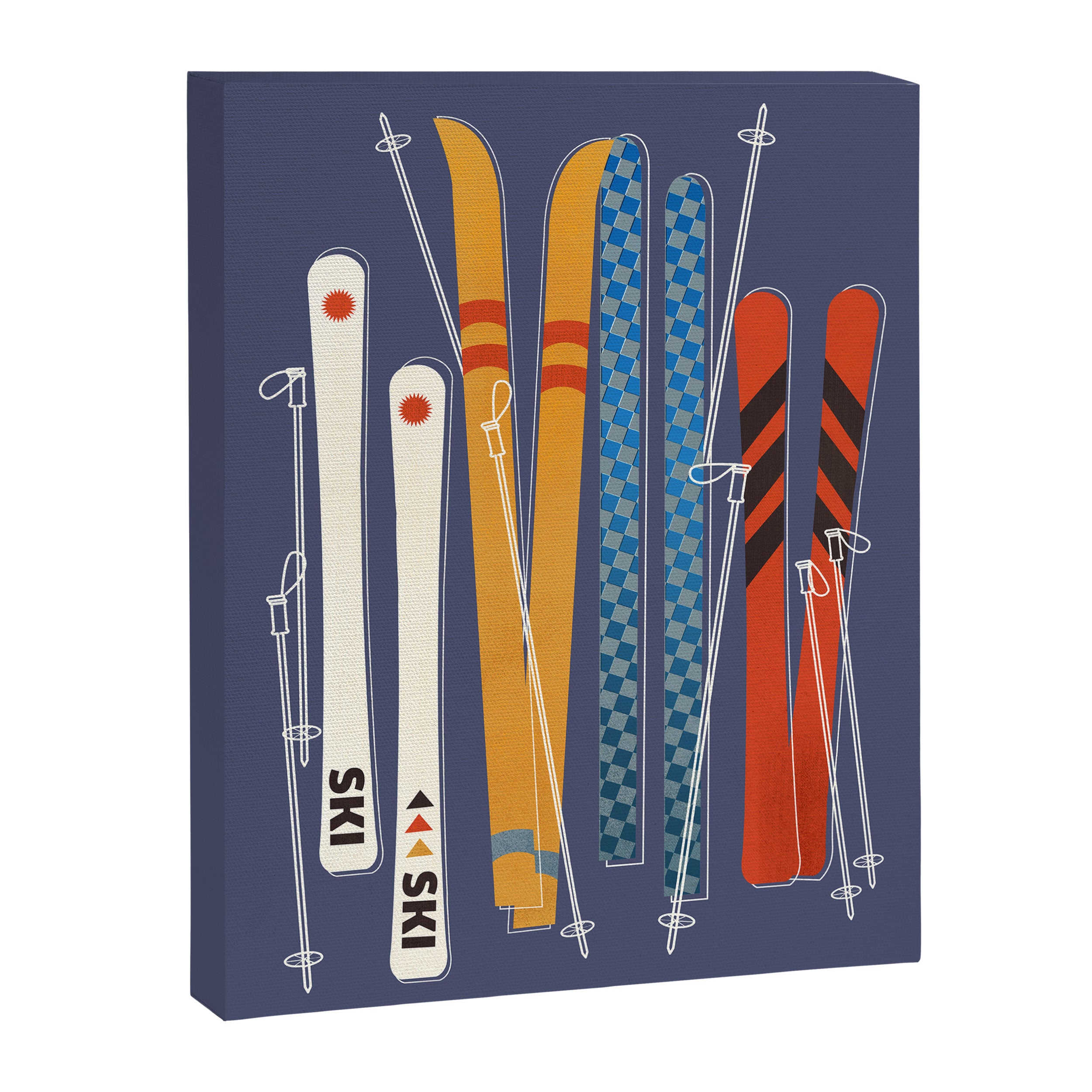 Retro Colorful Skis Canvas Print Gallery Image 8