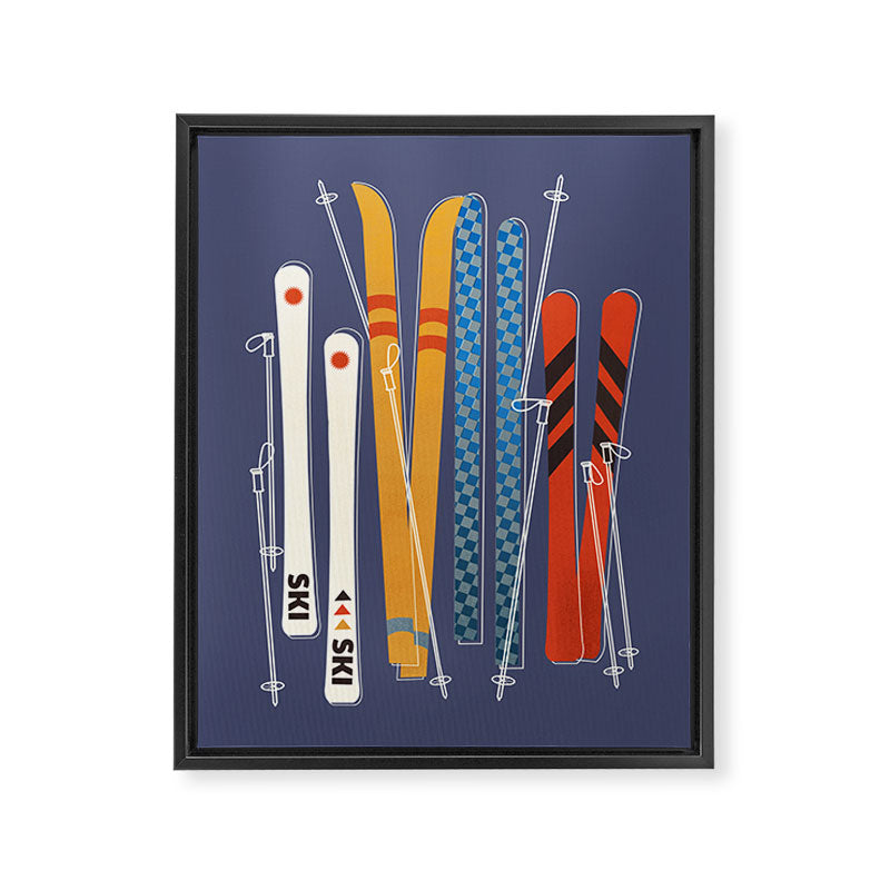 Retro Colorful Skis Framed Canvas Print Gallery Image 8