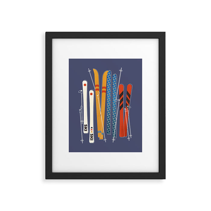 Retro Colorful Skis Framed Art Print Gallery Image 1