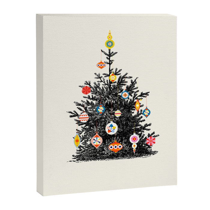 Retro Decorated Christmas Tree Canvas Print Gallery Image 1