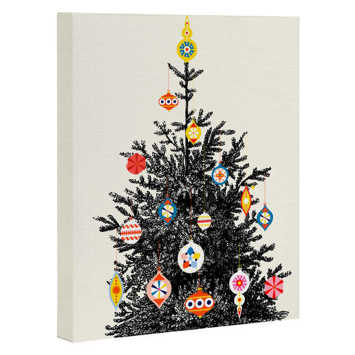Retro Decorated Christmas Tree Canvas Print Gallery Image 1