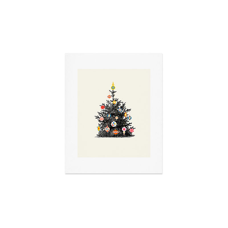 Retro Decorated Christmas Tree Art Print Gallery Image 1