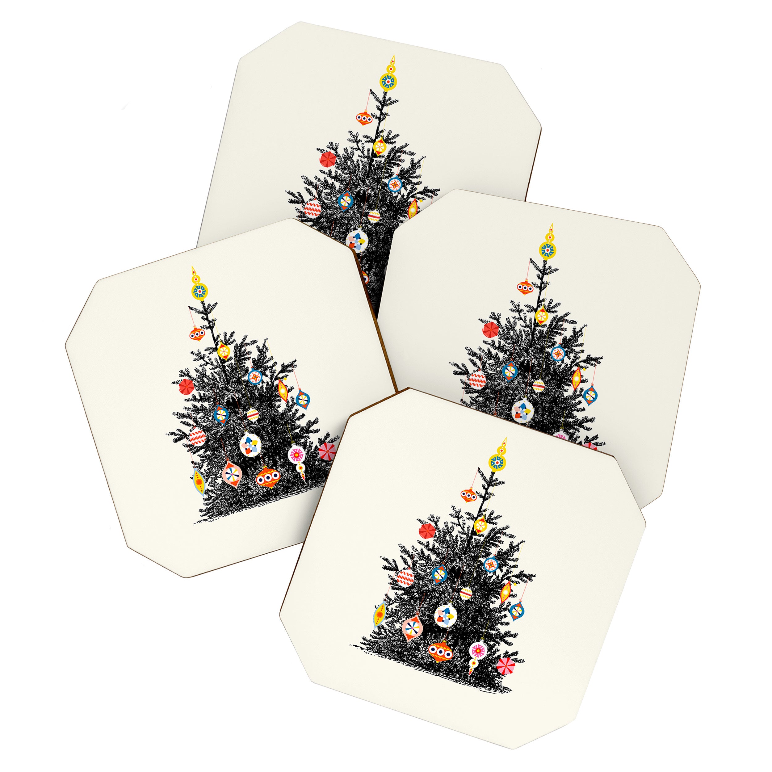 Retro Decorated Christmas Tree Coaster Gallery Image 1