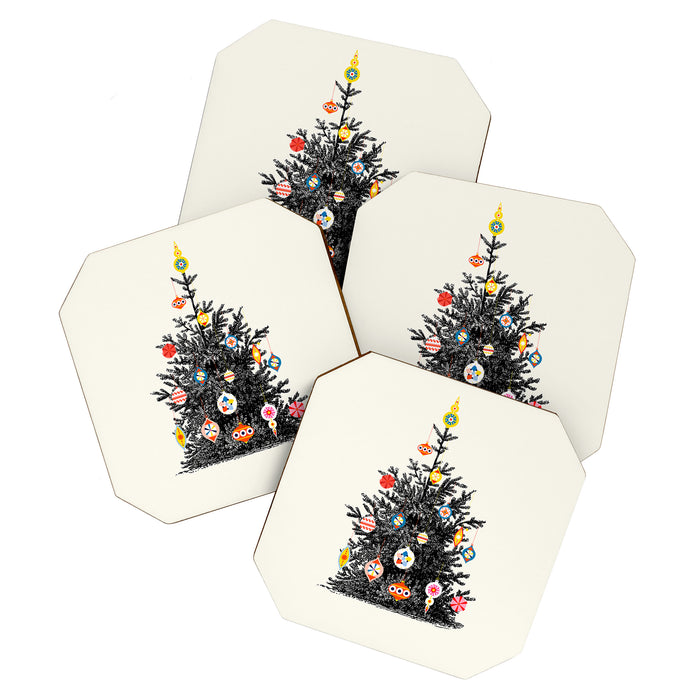 Retro Decorated Christmas Tree Coaster Gallery Image 1