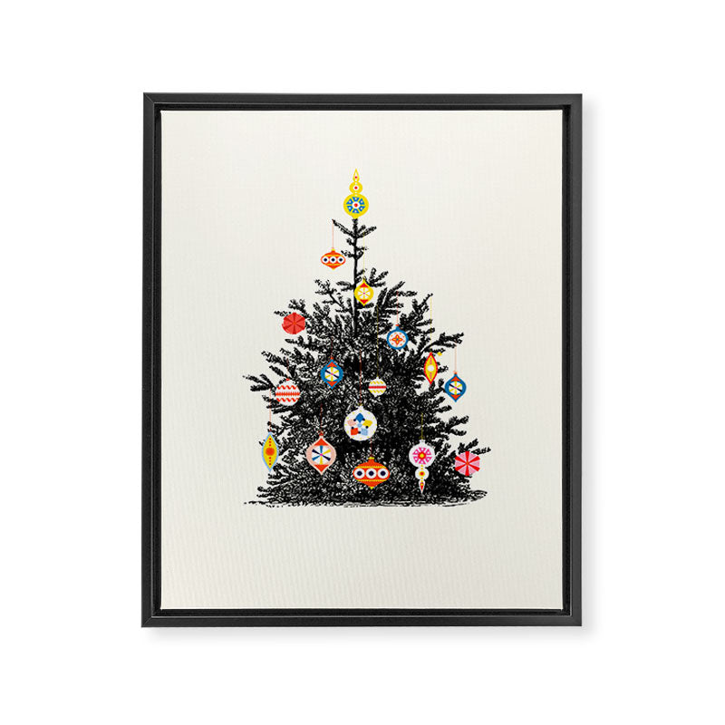 Retro Decorated Christmas Tree Framed Canvas Print Gallery Image 8