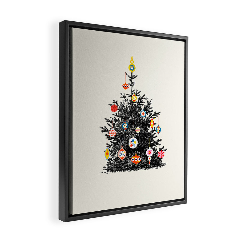 Retro Decorated Christmas Tree Framed Canvas Print Gallery Image 2