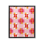 Retro Floral Pattern in Pink, Red, and Orange Framed Canvas Print Gallery Image 8