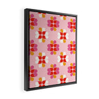 Retro Floral Pattern in Pink, Red, and Orange Framed Canvas Print Gallery Image 2