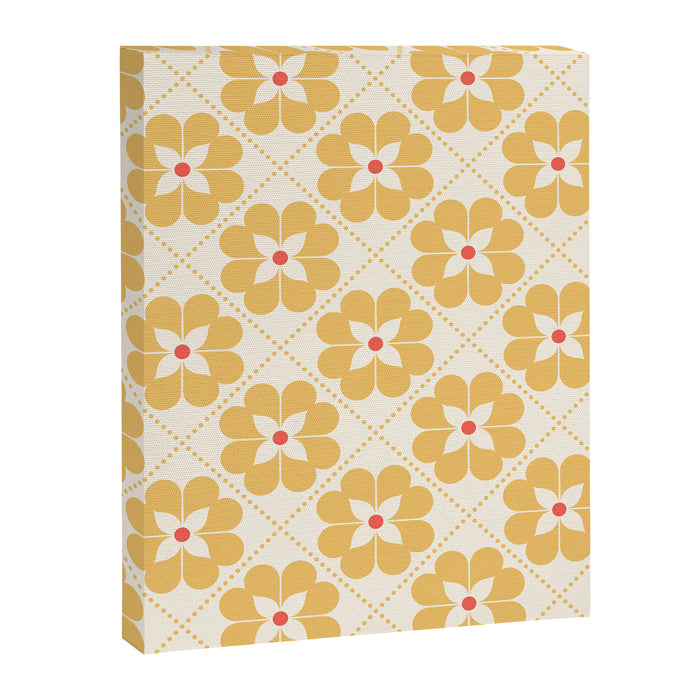 Retro Floral Pattern in Yellow Canvas Print Gallery Image 1