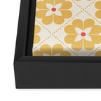 Retro Floral Pattern in Yellow Framed Canvas Print Gallery Image 3