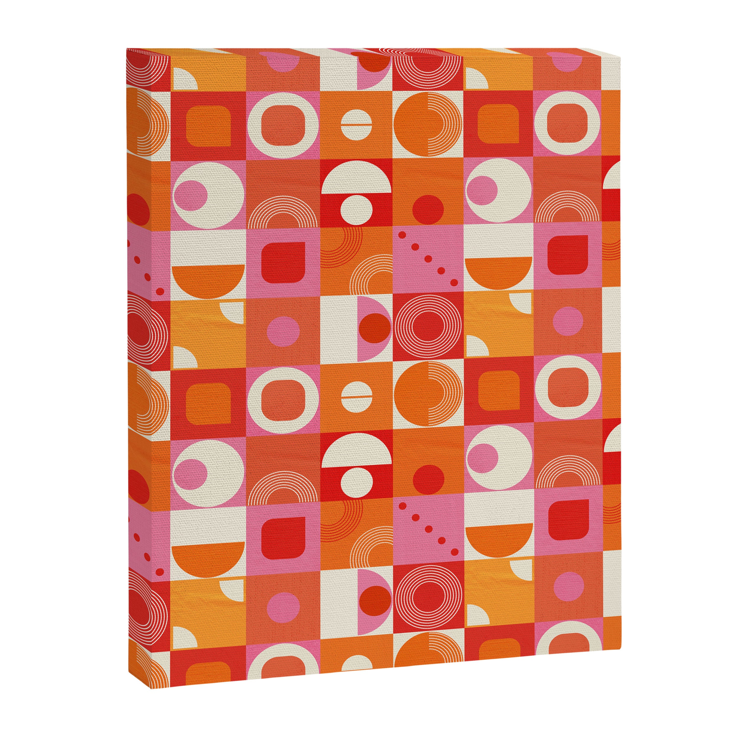 Retro Geo Pop Orange Pink Pattern Canvas Print Gallery Image 8