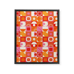 Retro Geo Pop Orange Pink Pattern Framed Canvas Print Gallery Image 8