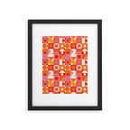 Retro Geo Pop Orange Pink Pattern Framed Art Print Gallery Image 6