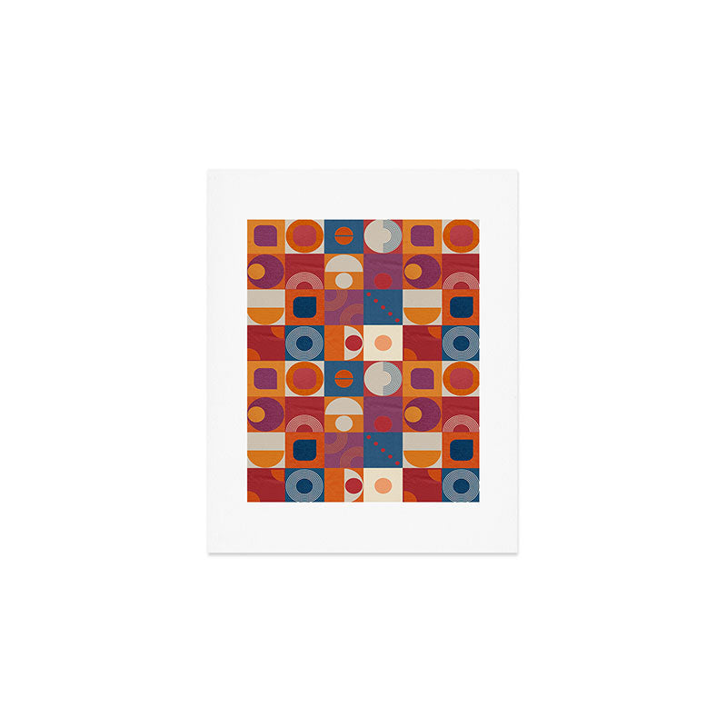 Retro Geo Textile Mid Century Pattern Art Print Gallery Image 1
