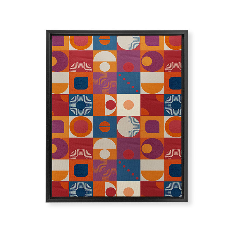 Retro Geo Textile Mid Century Pattern Framed Canvas Print Gallery Image 8