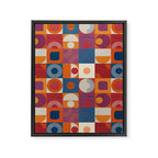 Retro Geo Textile Mid Century Pattern Framed Canvas Print Gallery Image 8
