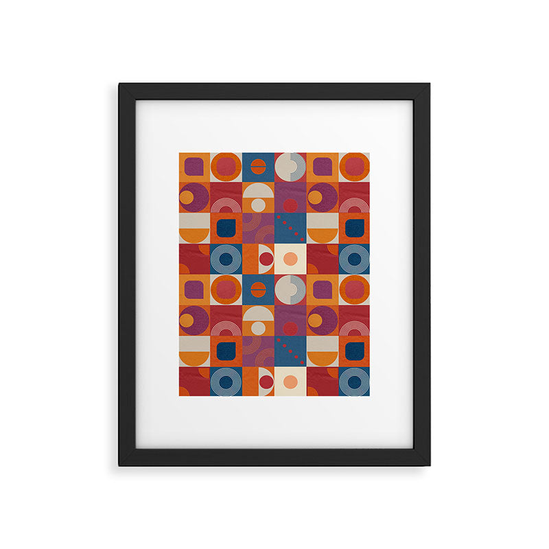 Retro Geo Textile Mid Century Pattern Framed Art Print Gallery Image 6