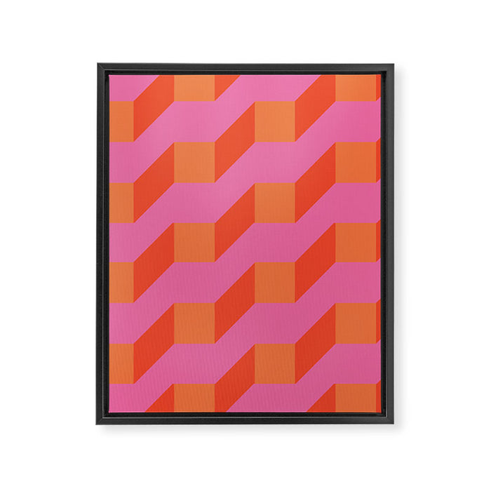 Retro geometry bright pattern no10 Framed Canvas Print Gallery Image 1