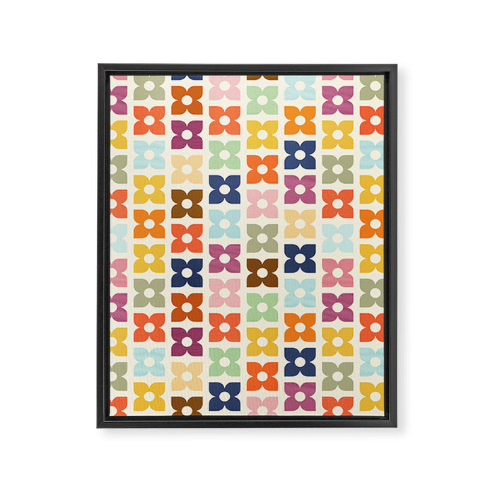 Retro Nostalgic Pastel Flowers Framed Canvas Print Gallery Image 1