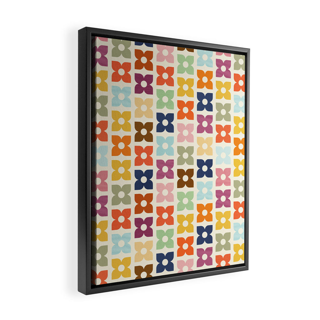 Retro Nostalgic Pastel Flowers Framed Canvas Print Gallery Image 2