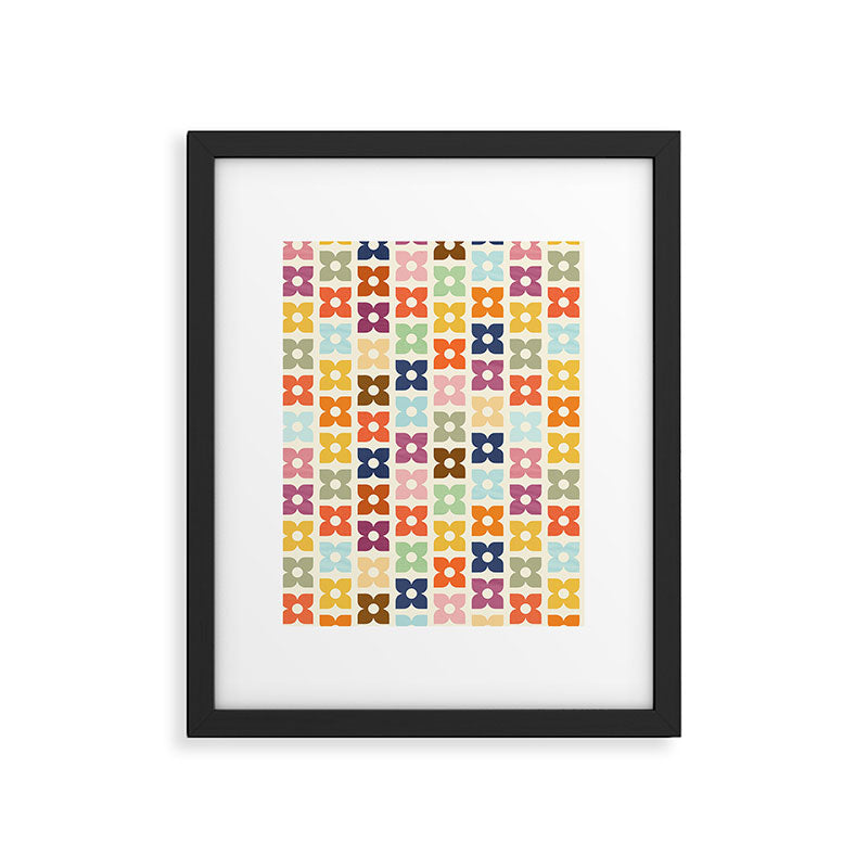 Retro Nostalgic Pastel Flowers Framed Art Print Gallery Image 6