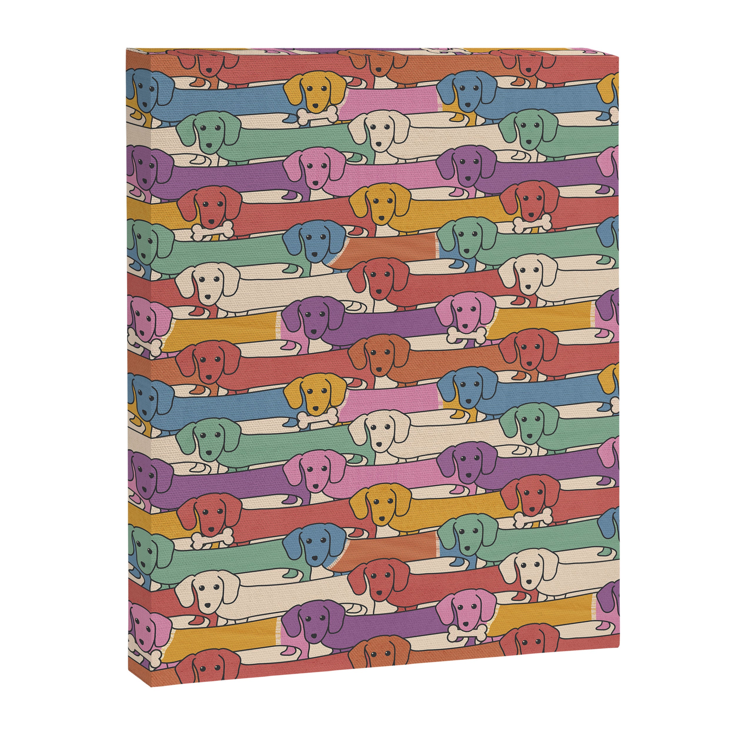Retro Rainbow Funny Dachshunds Canvas Print Gallery Image 8