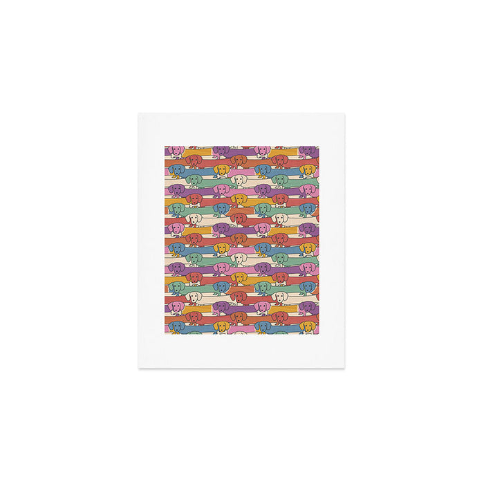 Retro Rainbow Funny Dachshunds Art Print Gallery Image 1
