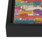 Retro Rainbow Funny Dachshunds Framed Canvas Print Gallery Image 3