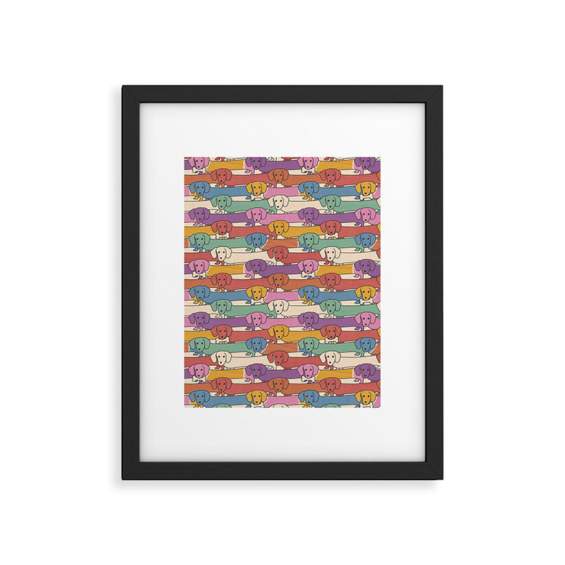 Retro Rainbow Funny Dachshunds Framed Art Print Gallery Image 6