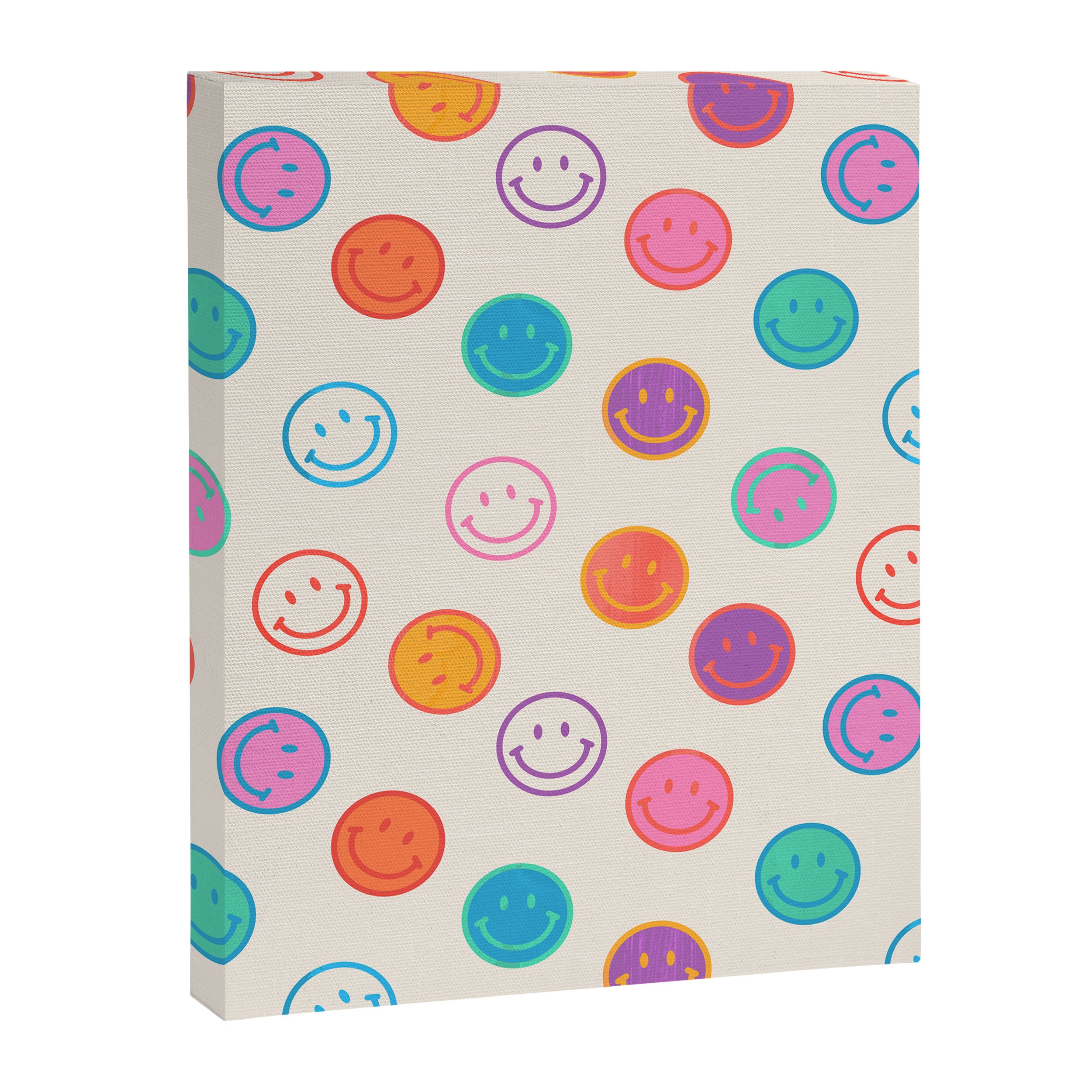 Retro Rainbow Smiling Faces Pattern Canvas Print Gallery Image 8