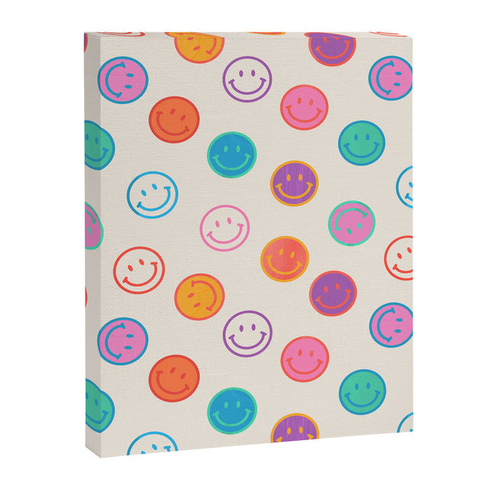 Retro Rainbow Smiling Faces Pattern Canvas Print Gallery Image 1
