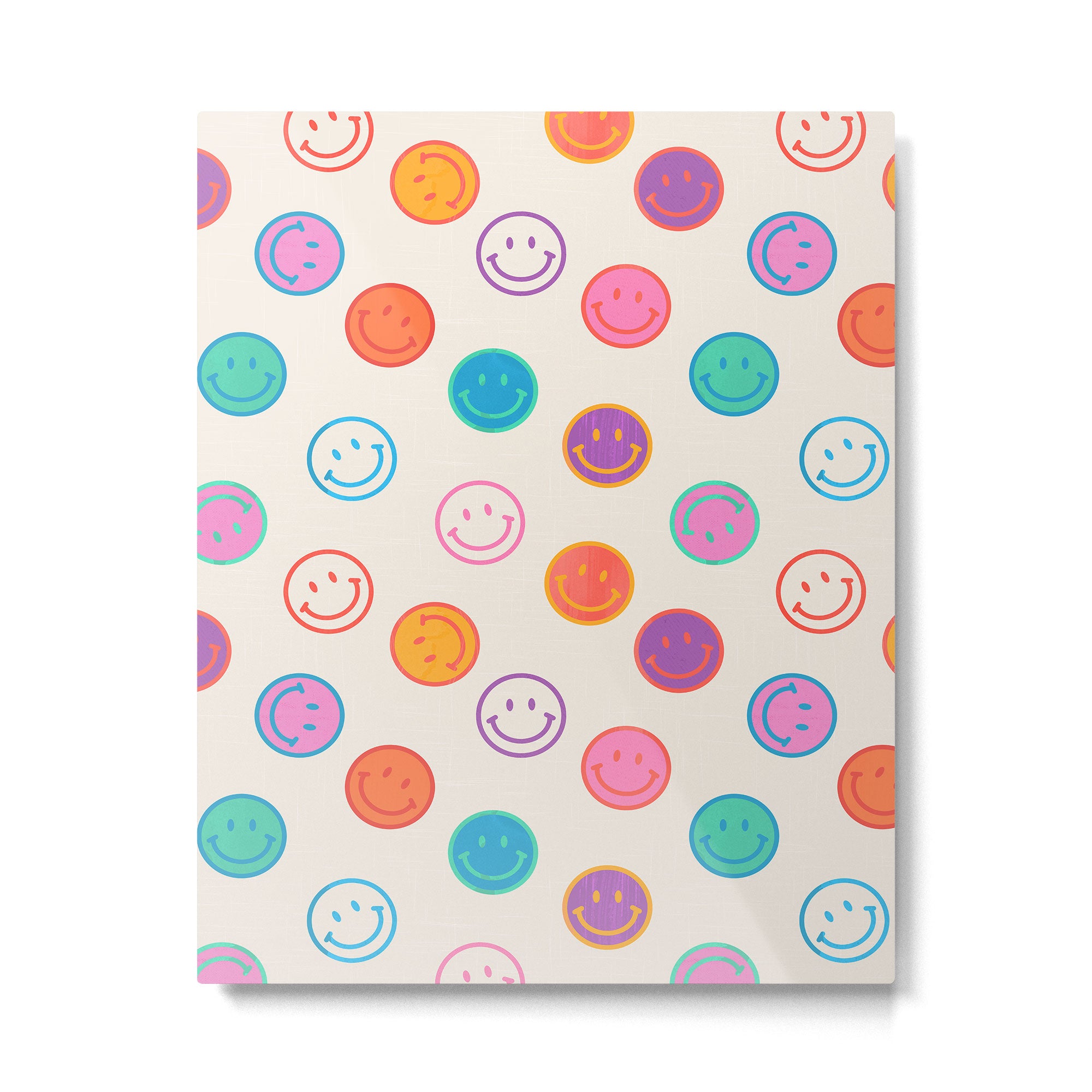 Retro Rainbow Smiling Faces Pattern Metal Print Gallery Image 6