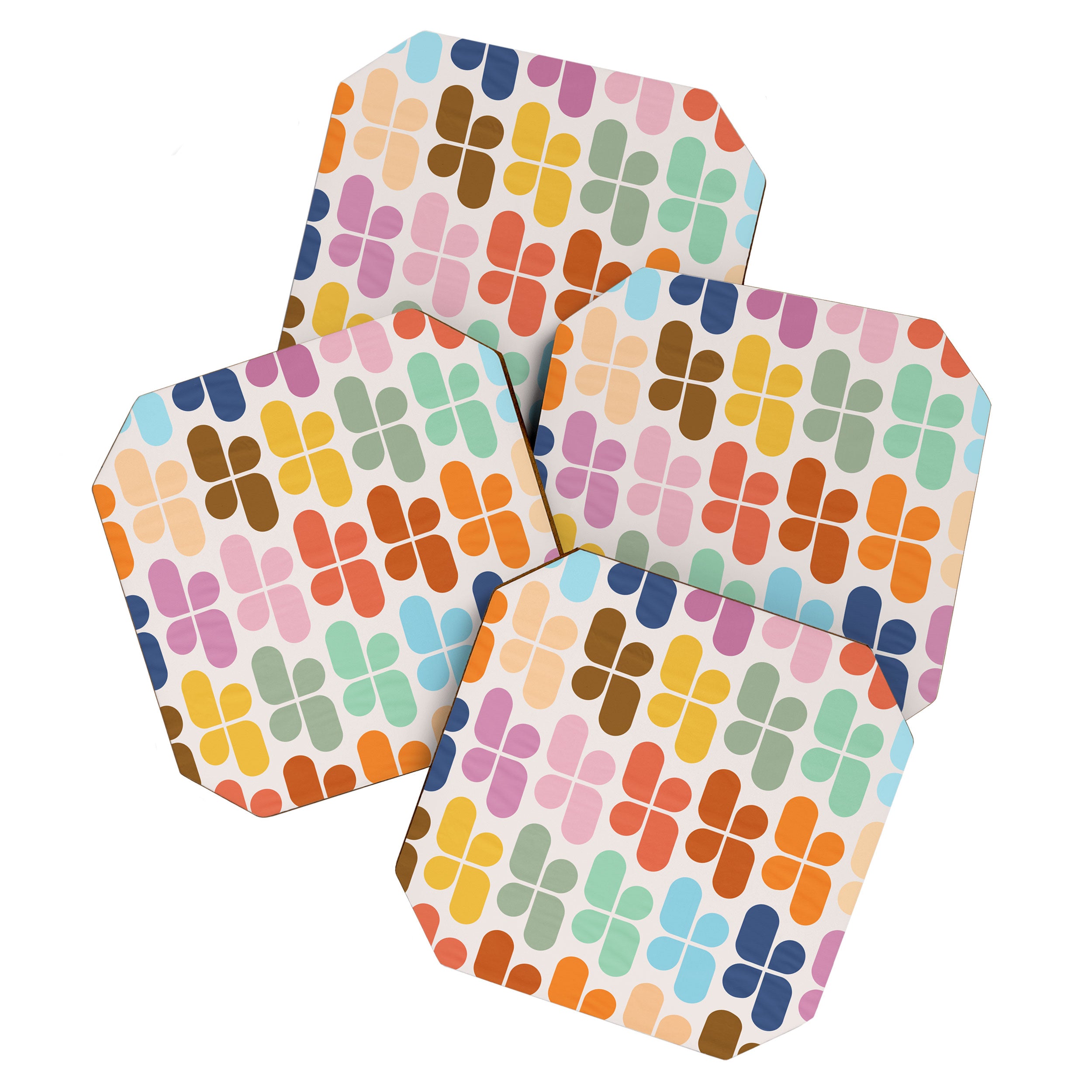 Retro Shapes Geometry Pattern Coaster Gallery Image 1