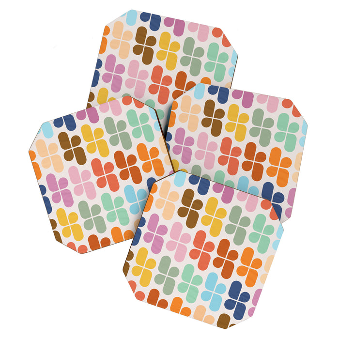 Retro Shapes Geometry Pattern Coaster Gallery Image 1
