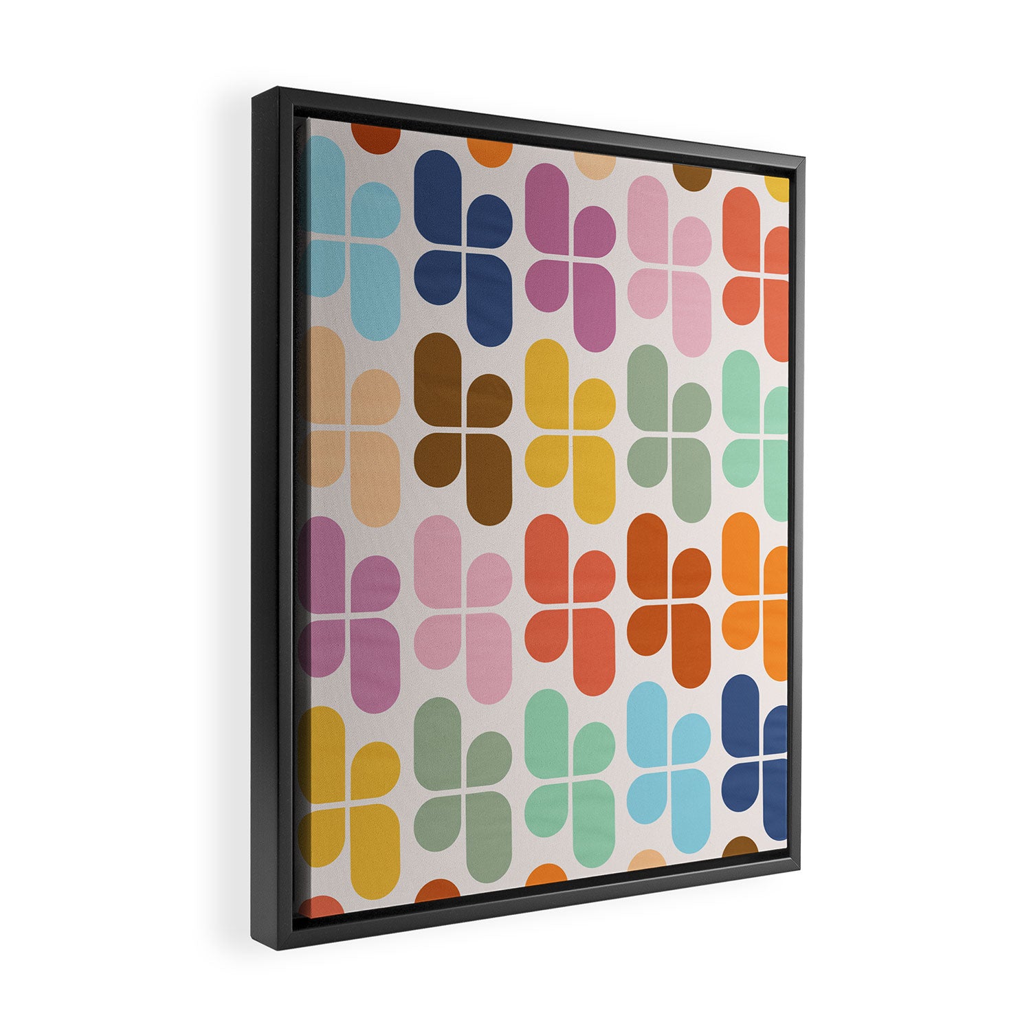Retro Shapes Geometry Pattern Framed Canvas Print Gallery Image 2