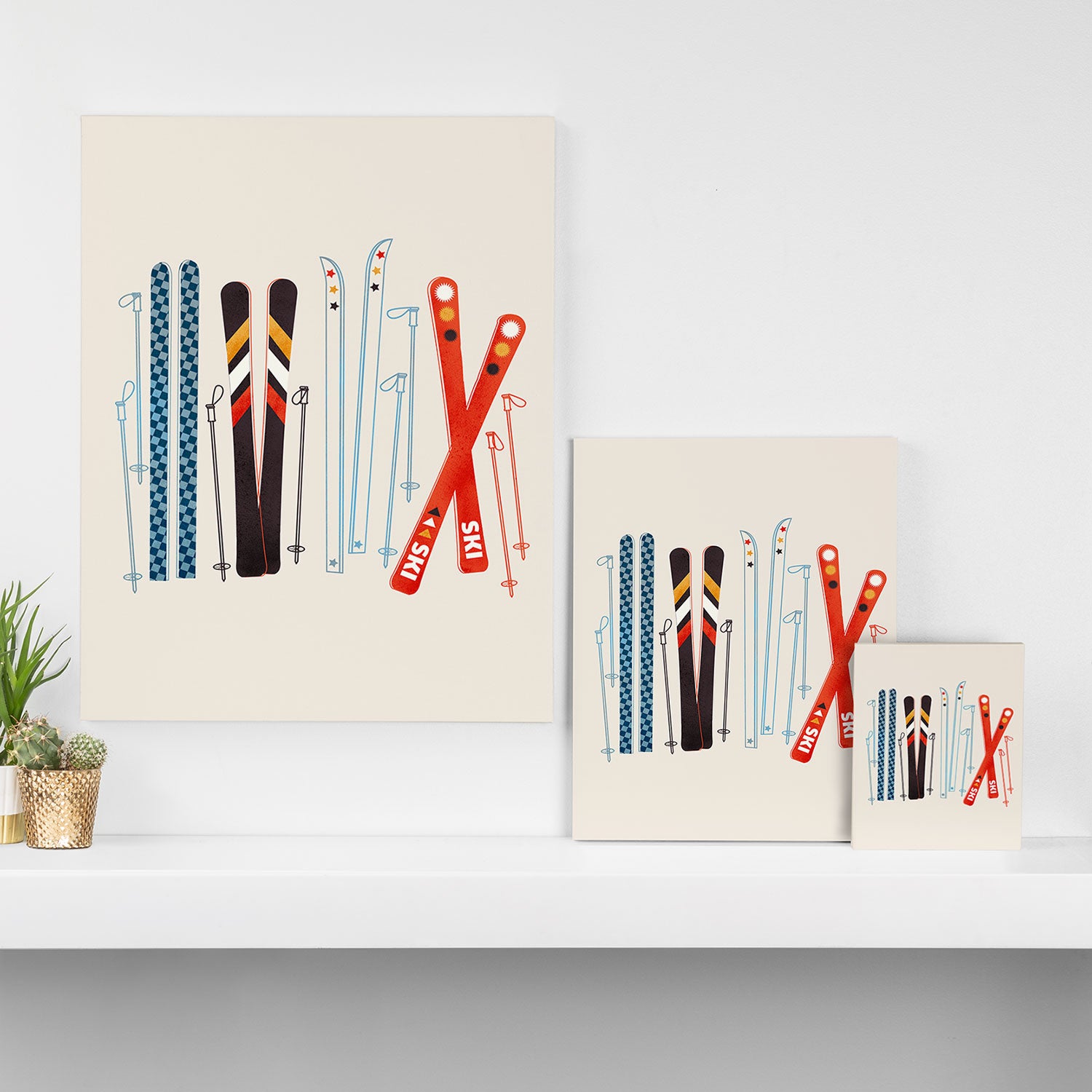 Retro Ski Illustration Canvas Print Gallery Image 3
