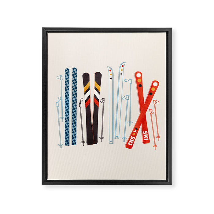 Retro Ski Illustration Framed Canvas Print Gallery Image 1
