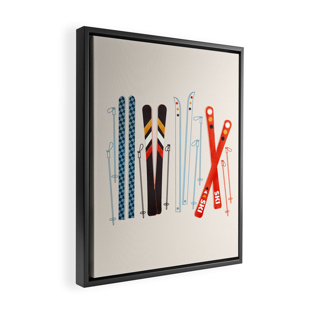 Retro Ski Illustration Framed Canvas Print Gallery Image 2