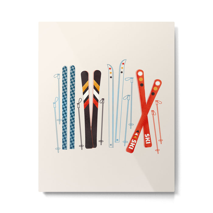 Retro Ski Illustration Metal Print Gallery Image 1