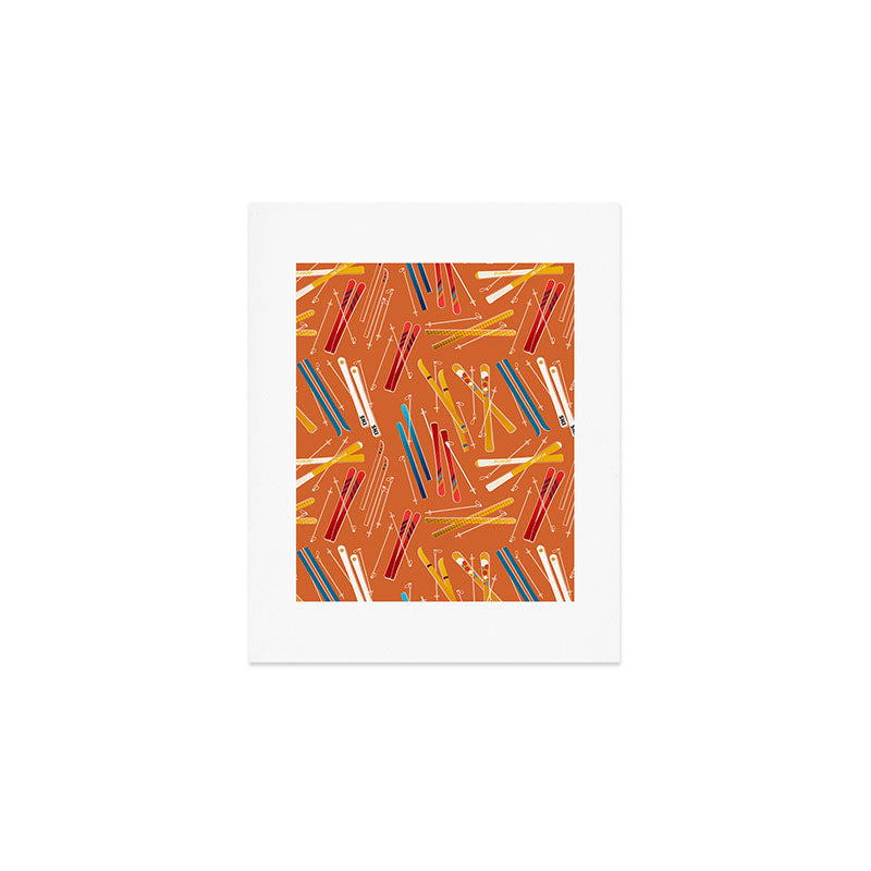 Retro Ski Pattern Illustration Art Print Gallery Image 1