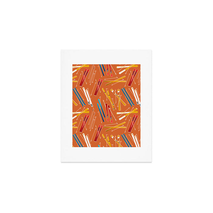 Retro Ski Pattern Illustration Art Print Gallery Image 1