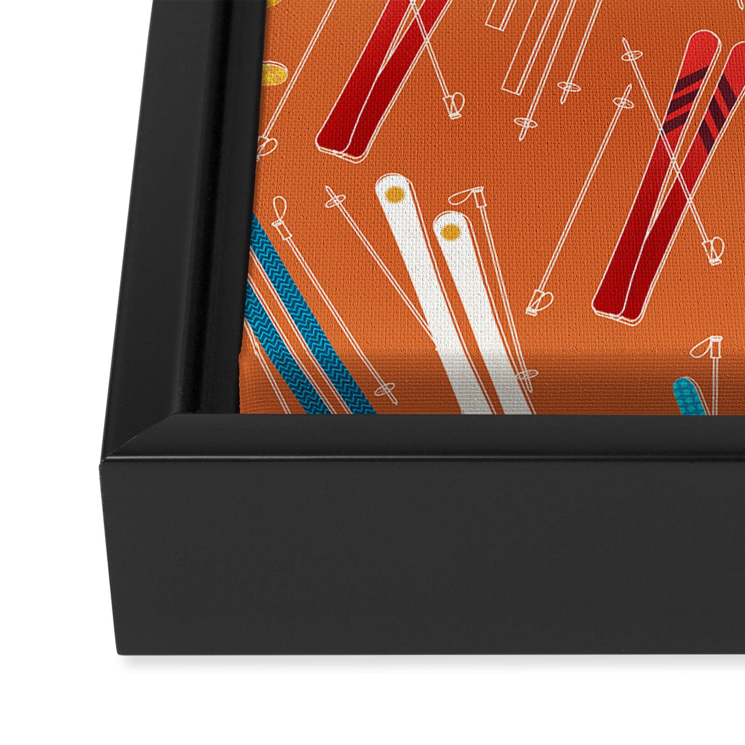 Retro Ski Pattern Illustration Framed Canvas Print Gallery Image 3