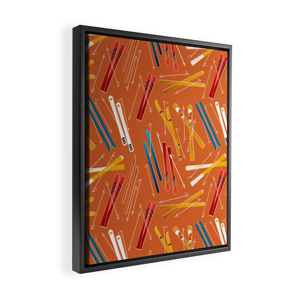 Retro Ski Pattern Illustration Framed Canvas Print Gallery Image 2