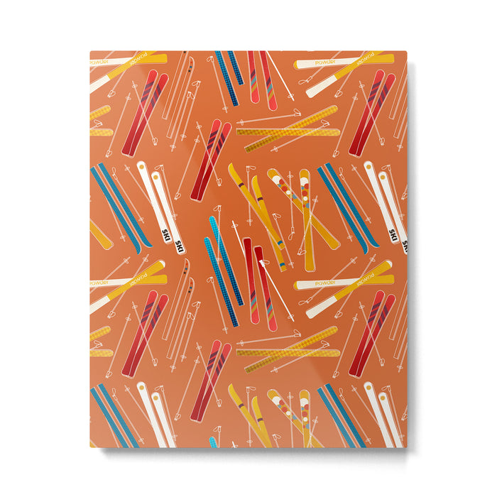Retro Ski Pattern Illustration Metal Print Gallery Image 1