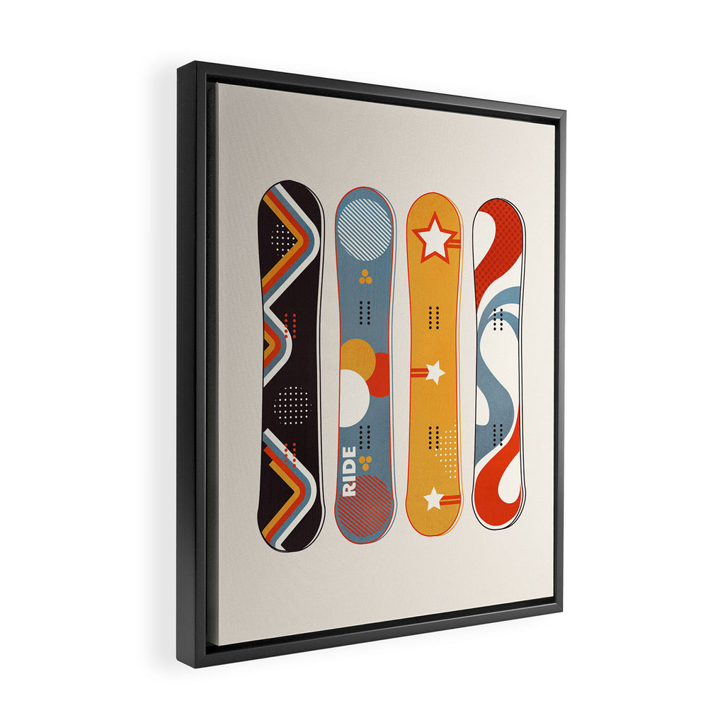 Retro Snowboards  Framed Canvas Print Gallery Image 2