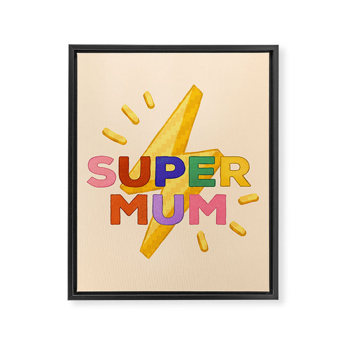 Retro Super Mum  Framed Canvas Print Gallery Image 1